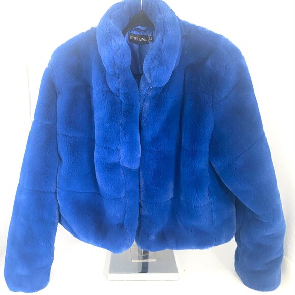 COBALT BLUE FAUX SOFT FUR JACKET by PRETTY LITTLE THING - Picture 9 of 10